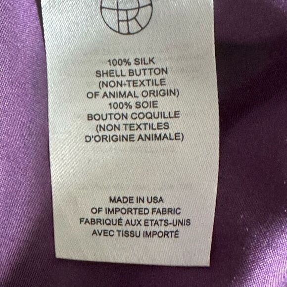 The Row Hidden Placket Mandarin Collar 100% Silk Blouse | Plum | Rare - Picture 5 of 6